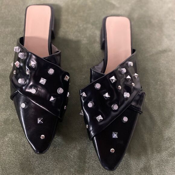 #206 BOUTIQUE Patent  Studded Mules - Picture 4 of 5